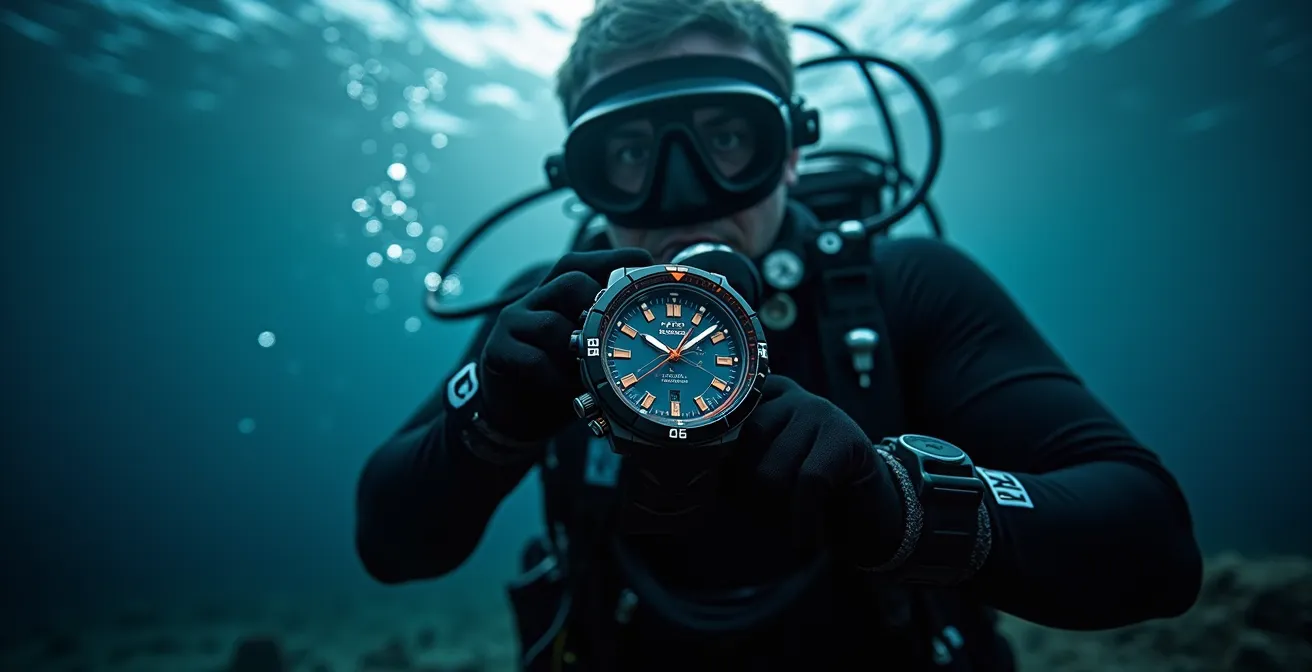Montre Ralf Tech WRX Electric Offshore en plongée professionnelle